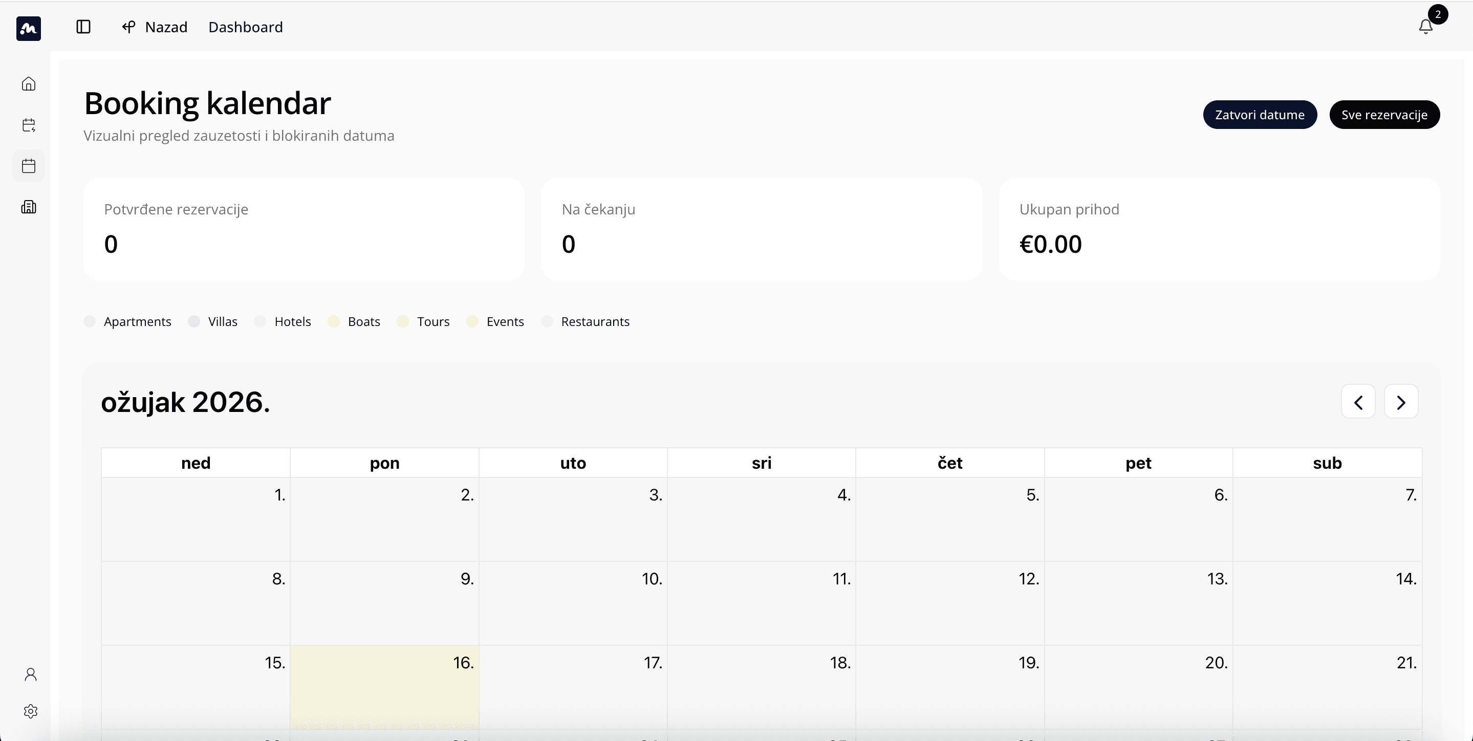 Meet Croatia provider dashboard